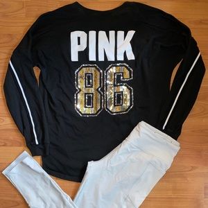 VS PINK RARE varsity BLING tee outfit